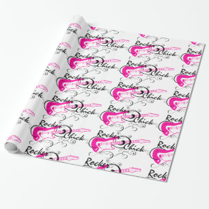 Cadeau Papier d'enveloppement de guitare rose chic Rocker