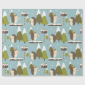 Cadeau Papier d'enveloppement de hérisson de Noël amusant (Plat)