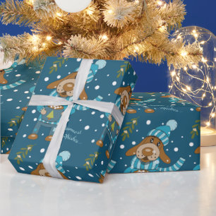 Cadeau Papier d'enveloppement de jour férié bleu Motif