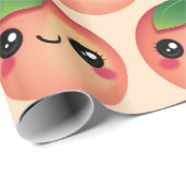 Cadeau Papier d'enveloppement de Kawaii Peach (Coin rond)