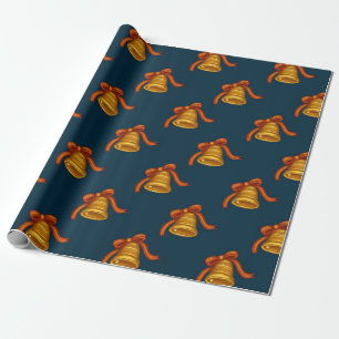 Cadeau Papier d'enveloppement de la cloche de Noël bleu f