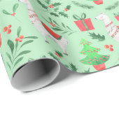 Cadeau Papier d'enveloppement de lama de Noël (Coin rond)