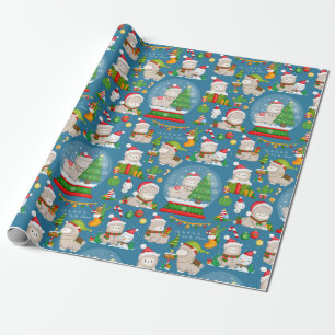 Cadeau Papier d'enveloppement de lamas de Noël