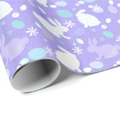 Cadeau Papier d'enveloppement de lapin de Pâques violet (Coin rond)