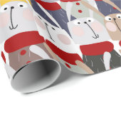 Cadeau Papier d'enveloppement de lapins de Noël (Coin rond)