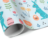 Cadeau Papier d'enveloppement de lapins de Pâques (Coin rond)