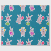 Cadeau Papier d'enveloppement de lapins de Pâques (Plat)