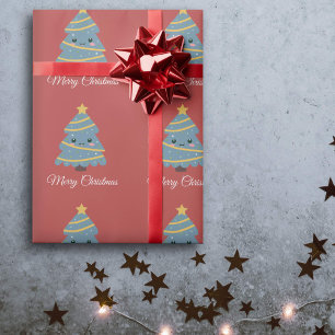 Cadeau Papier d'enveloppement de l'arbre de Noël Kawaii