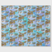 Cadeau Papier d'enveloppement de l'orignal de Noël en plu (Plat)