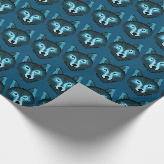 Cadeau Papier d'enveloppement de loup bleu (Coin)