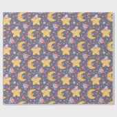 Cadeau Papier d'enveloppement de lune et d'étoiles (Plat)