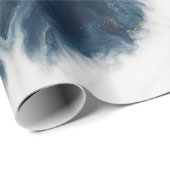 Cadeau Papier d'enveloppement de luxe en marbre bleu et o (Coin rond)