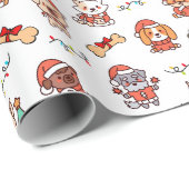 Cadeau Papier d'enveloppement de marionnettes de Noël mig (Coin rond)