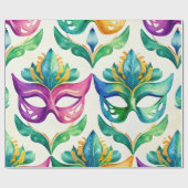 Cadeau Papier d'enveloppement de Masque Mardi Gras (Plat)