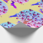 Cadeau Papier d'enveloppement de matte, Coeurs Dachshund  (Coin)