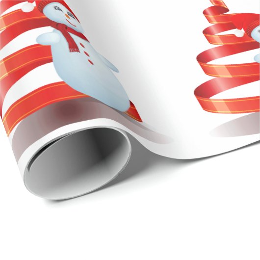 Cadeau Papier d'enveloppement de matte de Noël Snowman (Coin rond)