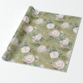 Cadeau Papier d'enveloppement de morue Rose Hydrangea Lot (Déroulé)
