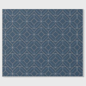 Cadeau Papier d'enveloppement de motif géométrique bleu (Plat)