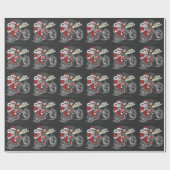 Cadeau Papier d'enveloppement de moto de Noël (Plat)