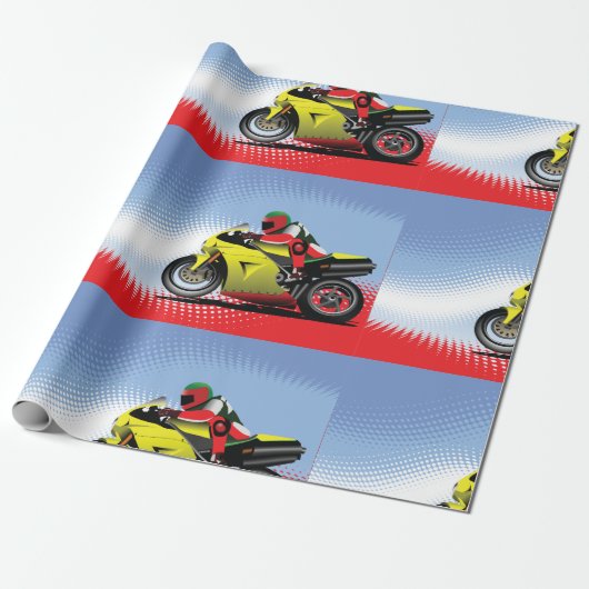 Cadeau Papier d'enveloppement de motocyclette jaune (Déroulé)
