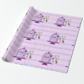 Cadeau Papier d'enveloppement de musique violet Birdcage (Déroulé)