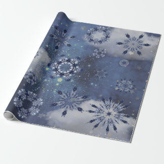 Cadeau Papier d'enveloppement de neige bleue
