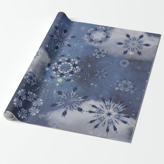 Cadeau Papier d'enveloppement de neige bleue (Déroulé)
