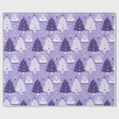 Cadeau Papier d'enveloppement de neige pourpre de Noël (Plat)