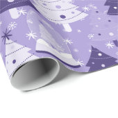 Cadeau Papier d'enveloppement de neige pourpre de Noël (Coin rond)