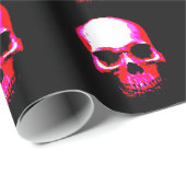 Cadeau Papier d'enveloppement de Noël à crâne noir et rou (Coin rond)