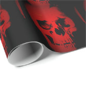 Cadeau Papier d'enveloppement de Noël à crâne noir et rou (Coin rond)