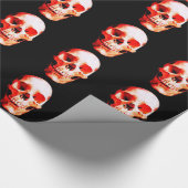 Cadeau Papier d'enveloppement de Noël à crâne noir et rou (Coin)