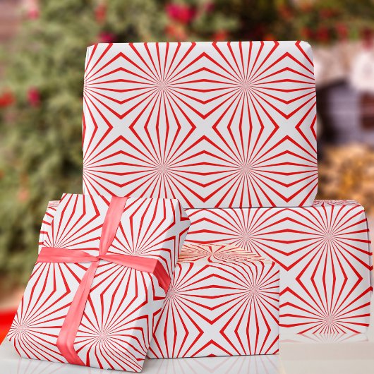 Cadeau Papier d'enveloppement de Noël Abstrait rouge et b