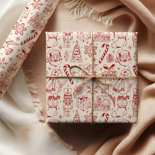 Cadeau Papier d'enveloppement de Noël aux griffes rouges