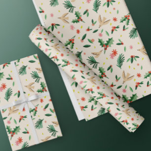 Cadeau Papier d'enveloppement de Noël aux oiseaux des boi