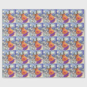 Cadeau Papier d'enveloppement de Noël avec un renne heure (Plat)