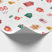 Cadeau Papier d'enveloppement de Noël beige rouge et vert (Coin)