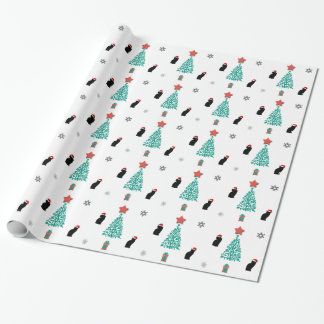 Cadeau Papier d'enveloppement de Noël Black Cat Père Noël
