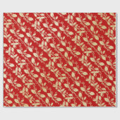 Cadeau Papier d'enveloppement de Noël blanc rouge et or (Plat)