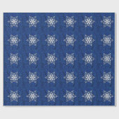 Cadeau Papier d'enveloppement de Noël bleu avec flocons d (Plat)