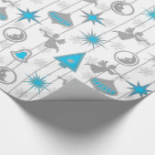 Cadeau Papier d'enveloppement de Noël bleu et argent (Coin)