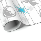 Cadeau Papier d'enveloppement de Noël bleu et argent (Coin rond)