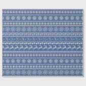 Cadeau Papier d'enveloppement de Noël bleu et blanc (Plat)
