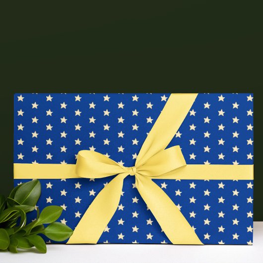 Cadeau Papier d'enveloppement de Noël bleu et or