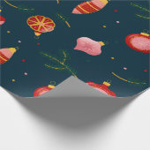 Cadeau Papier d'enveloppement de Noël bleu foncé et rouge (Coin)