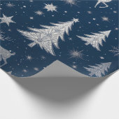 Cadeau Papier d'enveloppement de Noël bleu nuit (Coin)