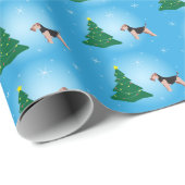 Cadeau Papier d'enveloppement de Noël bleu Terrier galloi (Coin rond)