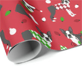 Cadeau Papier d'enveloppement de Noël Boston Terrier (Coin rond)