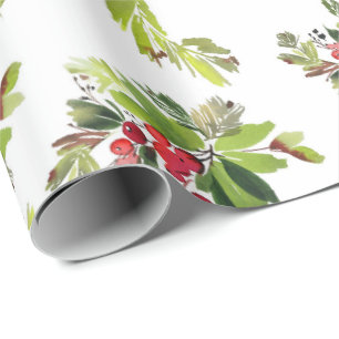 Cadeau Papier d'enveloppement de Noël botanique