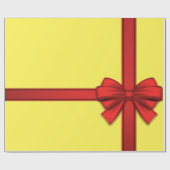 Cadeau Papier d'enveloppement de Noël Bow rouge jaune (Plat)